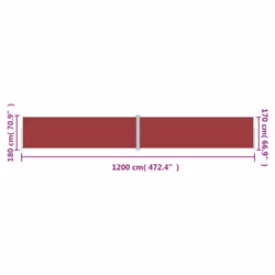 vidaXL Retractable Side Awning Garden Privacy Screen Multi Colours Multi Sizes - red, 180 x 1200 cm - Additional view 8