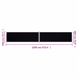 vidaXL Retractable Side Awning Garden Privacy Screen Multi Colours Multi Sizes - black, 200 x 1200 cm - Additional view 8
