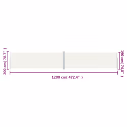 vidaXL Retractable Side Awning Garden Privacy Screen Multi Colours Multi Sizes - cream, 200 x 1200 cm - Additional view 4