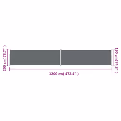 vidaXL Retractable Side Awning Garden Privacy Screen Multi Colours Multi Sizes - anthracite, 200 x 1200 cm - Additional view 4