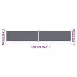 vidaXL Retractable Side Awning Garden Privacy Screen Multi Colours Multi Sizes - anthracite, 220 x 1200 cm