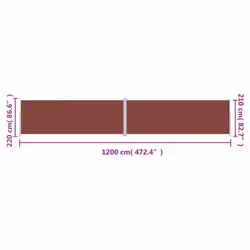 vidaXL Retractable Side Awning Garden Privacy Screen Multi Colours Multi Sizes - brown, 220 x 1200 cm - Additional view 8