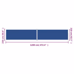 vidaXL Retractable Side Awning Garden Privacy Screen Multi Colours Multi Sizes - blue, 220 x 1200 cm - Additional view 5