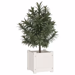 vidaXL 1/2x Solid Pinewood Garden Planter Outdoor Flower Box Pot Patio Planter - white, 1 - Additional view 4