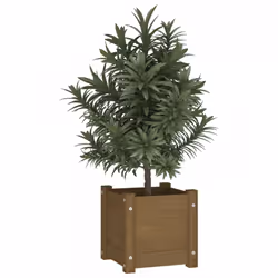vidaXL 1/2x Solid Pinewood Garden Planter Outdoor Flower Box Pot Patio Planter - honey brown, 1 - Additional view 4
