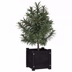 vidaXL 1/2x Solid Pinewood Garden Planter Outdoor Flower Box Pot Patio Planter - black, 2 - Additional view 2