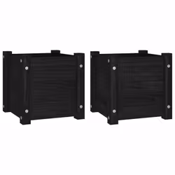 vidaXL 1/2x Solid Pinewood Garden Planter Outdoor Flower Box Pot Patio Planter - black, 2 - Additional view 9