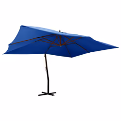 vidaXL Cantilever Umbrella with Wooden Pole Parasol Sunshade Shelter Canopy - azure blue