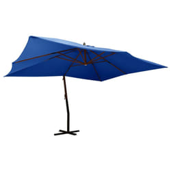vidaXL Cantilever Umbrella with Wooden Pole Parasol Sunshade Shelter Canopy - azure blue
