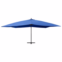 vidaXL Cantilever Umbrella with Wooden Pole Parasol Sunshade Shelter Canopy - azure blue