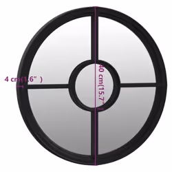 vidaXL Mirror Sand Iron Round for Indoor Use Mirror Black/Sand 40x4/60x4 cm - black, 40 x 4 cm