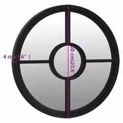 vidaXL Mirror Sand Iron Round for Indoor Use Mirror Black/Sand 40x4/60x4 cm - black, 60 x 4 cm