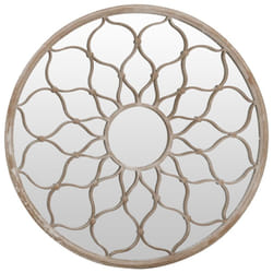 vidaXL Mirror Sand Iron Round for Indoor Use Mirror Black/Sand 40x3/60x3 cm - sand, 40 x 3 cm