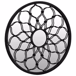vidaXL Mirror Sand Iron Round for Indoor Use Mirror Black/Sand 40x3/60x3 cm - black, 40 x 3 cm