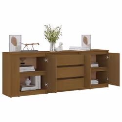 vidaXL Solid Pinewood Side Cabinet Honey Brown Home Sideboard Storage Cabinet