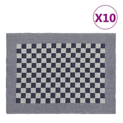 vidaXL Kitchen Towels Dish Cloth Tea Towels Bar Dish Towels Blue and Cotton - blue and white, 10 pcs