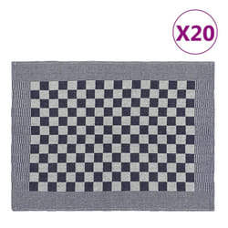 vidaXL Kitchen Towels Dish Cloth Tea Towels Bar Dish Towels Blue and Cotton - blue and white, 20 pcs