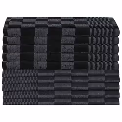 vidaXL Towel Set Kitchen Dish Cloth Tea Towel Dish Towels Blue and Cotton - black and grey, 10 pcs