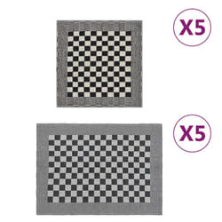vidaXL Towel Set Kitchen Dish Cloth Tea Towel Dish Towels Blue and Cotton - black and white, 10 pcs