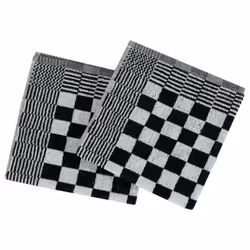 vidaXL Towel Set Kitchen Dish Cloth Tea Towel Dish Towels Blue and Cotton - black and white, 10 pcs - Additional view 7