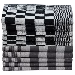 vidaXL Towel Set Kitchen Dish Cloth Tea Towel Dish Towels Blue and Cotton - black and white, 50 pcs - Additional view 4