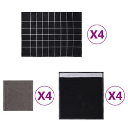 vidaXL Towel Set Kitchen Dish Cloth Tea Towels Dish Towels 12 Piece Cotton - black