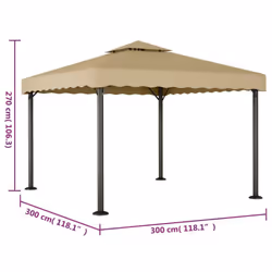 vidaXL Gazebo Taupe 3x3 m Aluminium and Steel Garden Outdoor Party Marquee