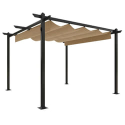 vidaXL Garden Gazebo with Retractable Roof Tent Multi Colours 3x3 m/4x3 m - taupe