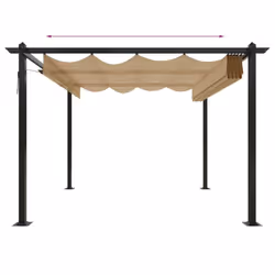 vidaXL Garden Gazebo with Retractable Roof Tent Multi Colours 3x3 m/4x3 m - taupe - Additional view 6