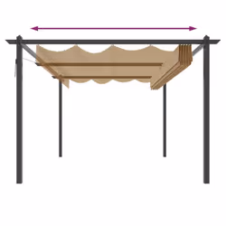 vidaXL Garden Gazebo with Retractable Roof Tent Multi Colours 3x3 m/4x3 m - taupe - Additional view 4