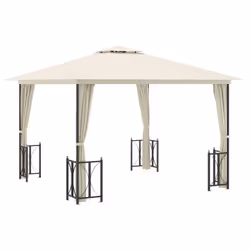 vidaXL Gazebo with Sidewalls & Double Roof Tent Multi Colours 3x3 m/3x4 m - cream, 3 x 3 m
