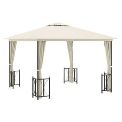 vidaXL Gazebo with Sidewalls & Double Roof Tent Multi Colours 3x3 m/3x4 m - cream, 3 x 3 m