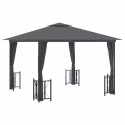 vidaXL Gazebo with Sidewalls & Double Roof Tent Multi Colours 3x3 m/3x4 m - anthracite, 3 x 3 m