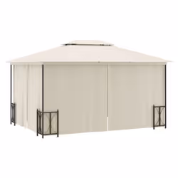 vidaXL Gazebo with Sidewalls & Double Roof Tent Multi Colours 3x3 m/3x4 m - cream, 3 x 4 m - Additional view 4