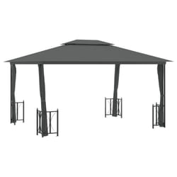 vidaXL Gazebo with Sidewalls & Double Roof Tent Multi Colours 3x3 m/3x4 m - anthracite, 3 x 4 m