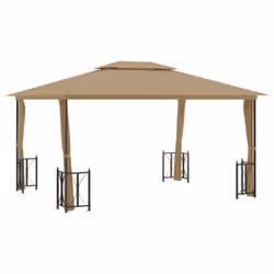 vidaXL Gazebo with Sidewalls & Double Roof Tent Multi Colours 3x3 m/3x4 m - taupe, 3 x 4 m - Additional view 4