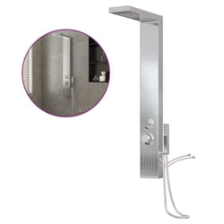 vidaXL Shower Panel System Stainless Steel Square Multi Colours 114/130 cm - silver, 15 x 47 x 114 cm