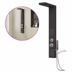 vidaXL Shower Panel System Stainless Steel Square Multi Colours 114/130 cm - black, 15 x 47 x 114 cm