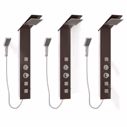 vidaXL Shower Panel System Glass Brown Rain Mixer Shower Faucet Set Bath Jet - Additional view 8
