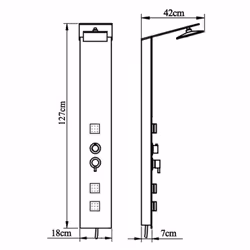 vidaXL Shower Panel System Glass Brown Rain Mixer Shower Faucet Set Bath Jet - Additional view 9