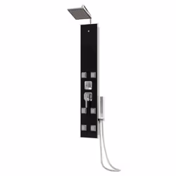 vidaXL Shower Panel Unit Glass 18x45.5 cm Black Rain Mixer Shower Bath Jet