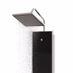 vidaXL Shower Panel Unit Glass 18x45.5 cm Black Rain Mixer Shower Bath Jet - Additional view 4