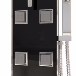 vidaXL Shower Panel Unit Glass 18x45.5 cm Black Rain Mixer Shower Bath Jet - Additional view 5