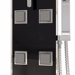 vidaXL Shower Panel Unit Glass 18x45.5 cm Black Rain Mixer Shower Bath Jet - Additional view 6