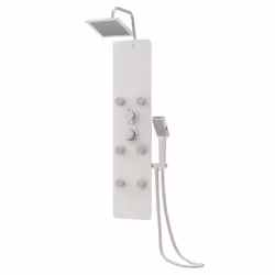 vidaXL Shower Panel Unit Glass Home Rain Mixer Shower Bath Jet Black/White - white