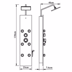 vidaXL Shower Panel Unit Glass Home Rain Mixer Shower Bath Jet Black/White - white