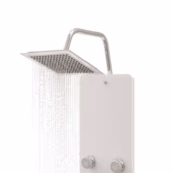 vidaXL Shower Panel Unit Glass Home Rain Mixer Shower Bath Jet Black/White - white - Additional view 4