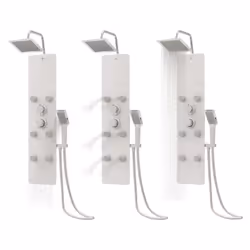 vidaXL Shower Panel Unit Glass Home Rain Mixer Shower Bath Jet Black/White - white - Additional view 8