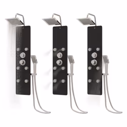 vidaXL Shower Panel Unit Glass Home Rain Mixer Shower Bath Jet Black/White - black - Additional view 7