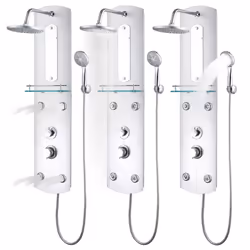 vidaXL Shower Panel Unit Silver Rain Mixer Shower Tower Faucet Set Bath Jet - Additional view 8